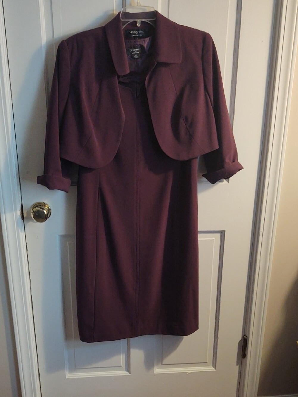 Signature by Larry Levine Plum Two-Piece Dress with Cropped Jacket - Picture 8 of 10